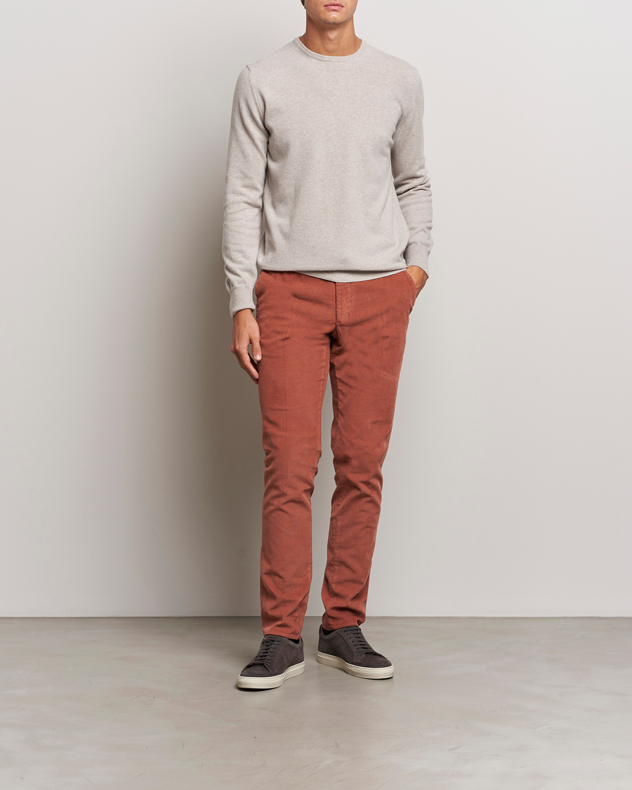 Men | Trousers | Incotex | Slim Fit Baby Corduroy Trousers Vintage Red