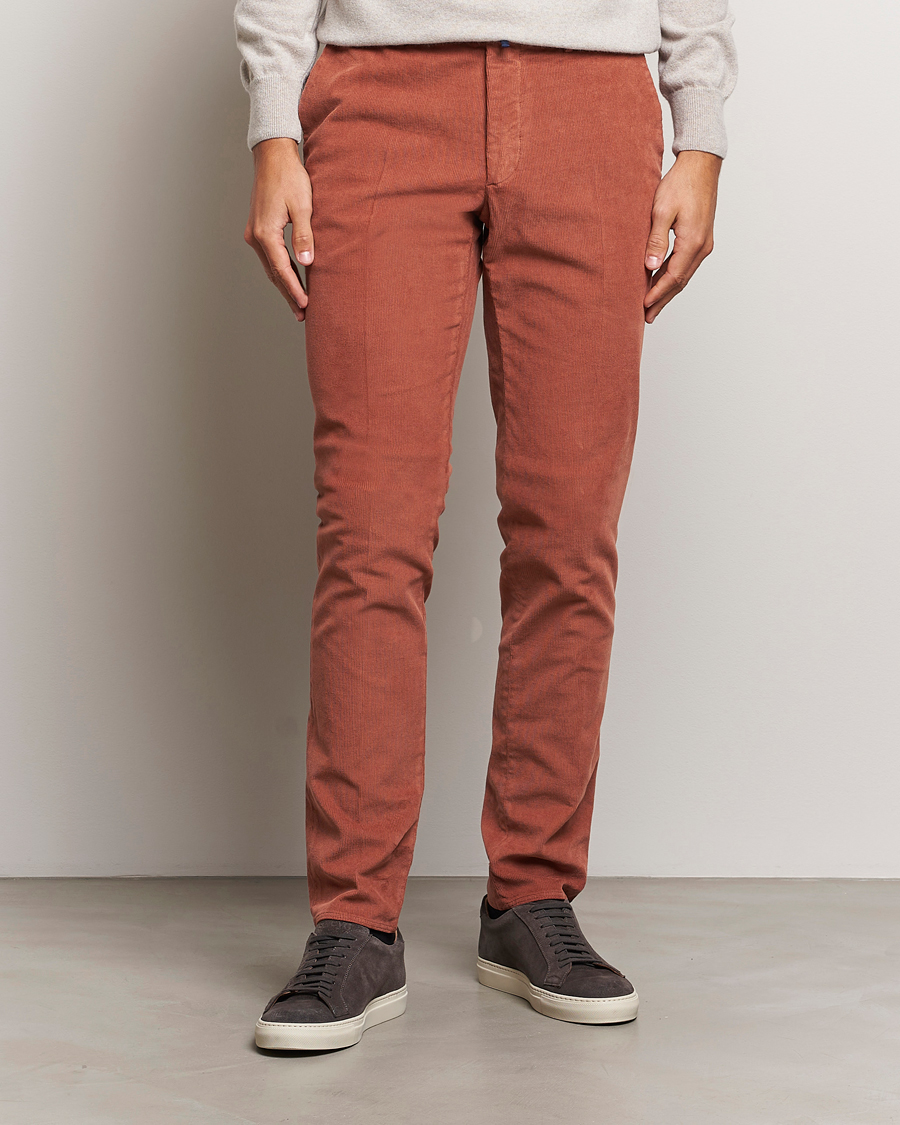 Men | Trousers | Incotex | Slim Fit Baby Corduroy Trousers Vintage Red