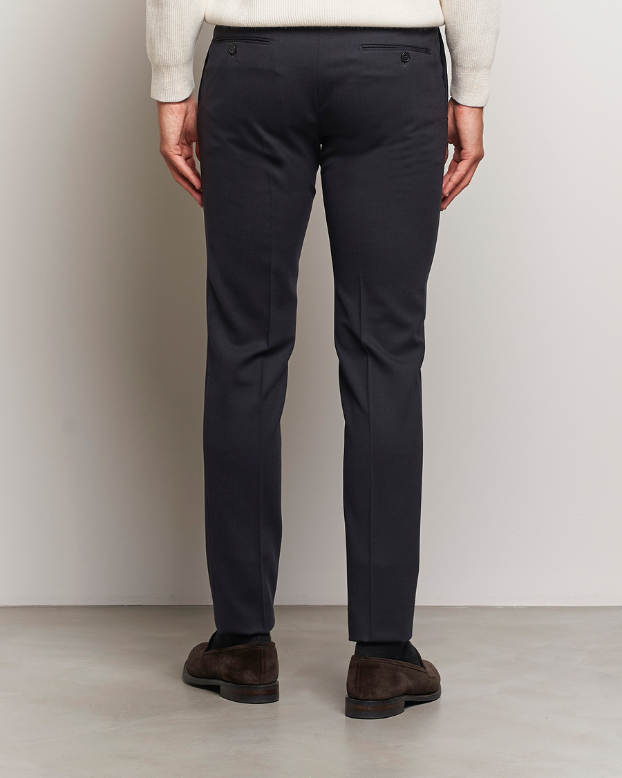Men | Trousers | Incotex | Silm Fit Washable Flannel Trousers Navy