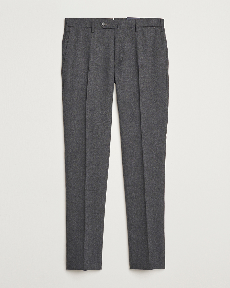 Men | Trousers | Incotex | Silm Fit Washable Flannel Trousers Dark Grey