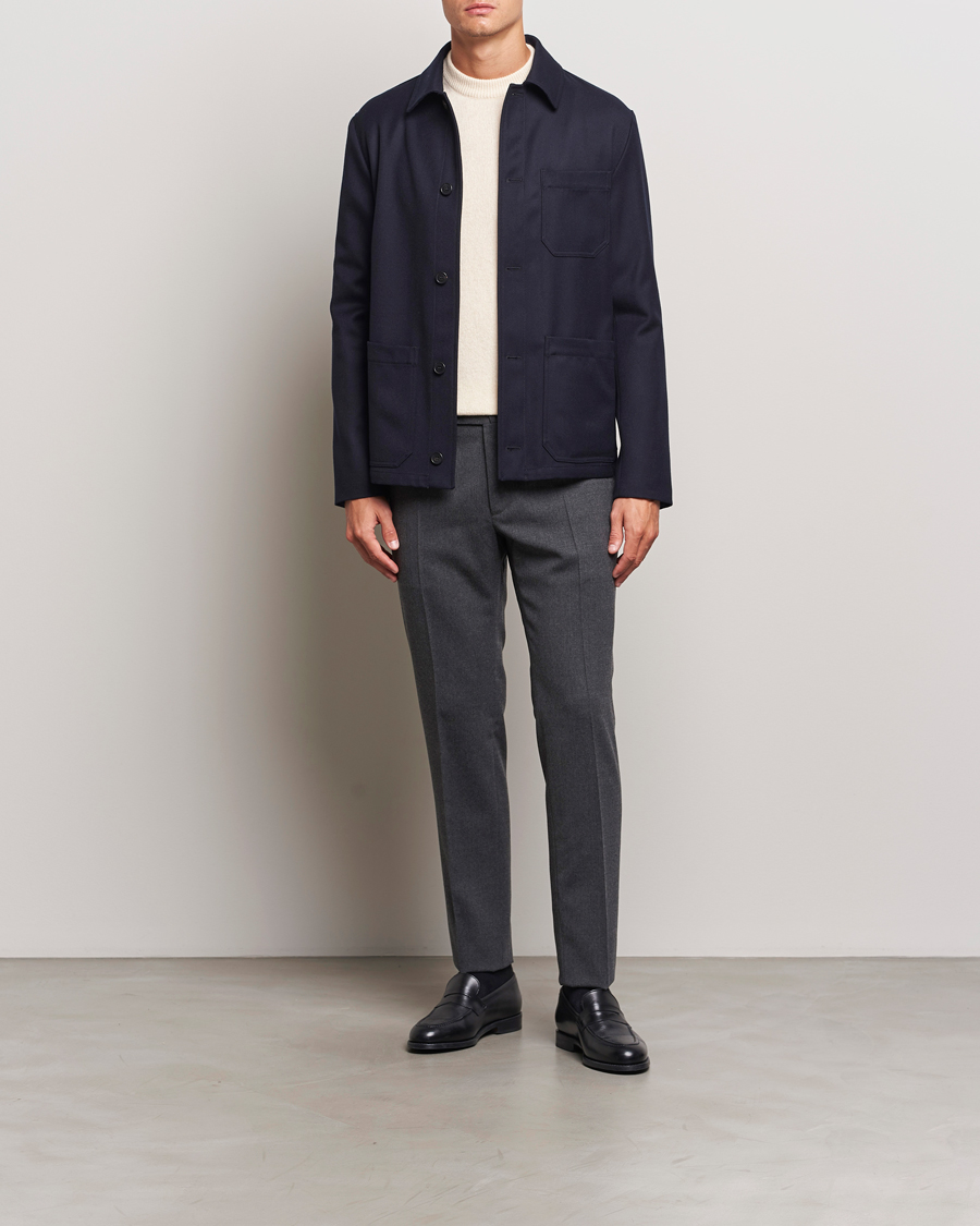Men | Trousers | Incotex | Silm Fit Washable Flannel Trousers Dark Grey