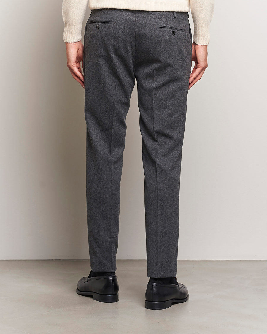 Men | Trousers | Incotex | Silm Fit Washable Flannel Trousers Dark Grey