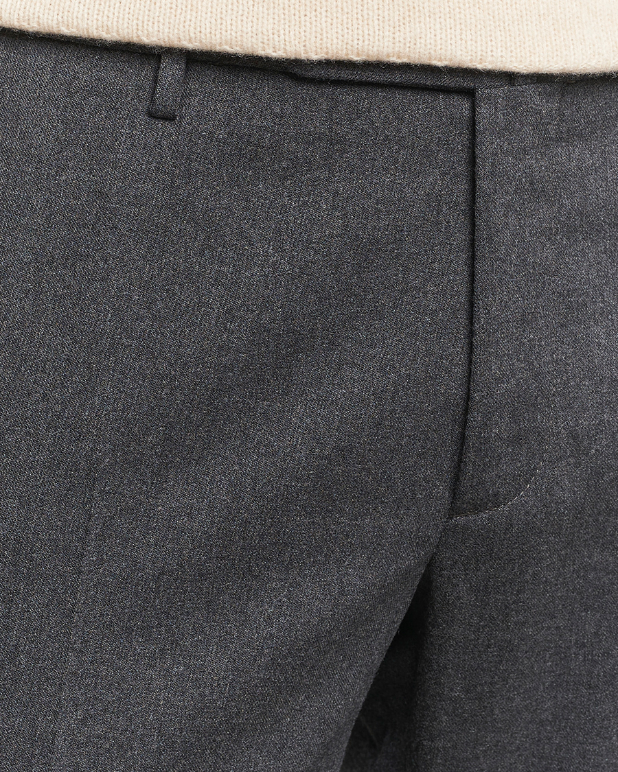 Men | Trousers | Incotex | Silm Fit Washable Flannel Trousers Dark Grey