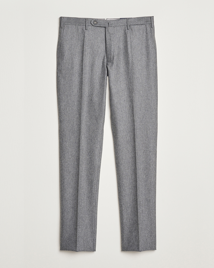 Men | Trousers | Incotex | Slim Fit Carded Flannel Trousers Grey Melange