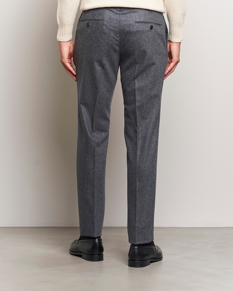 Men | Trousers | Incotex | Slim Fit Carded Flannel Trousers Dark Grey