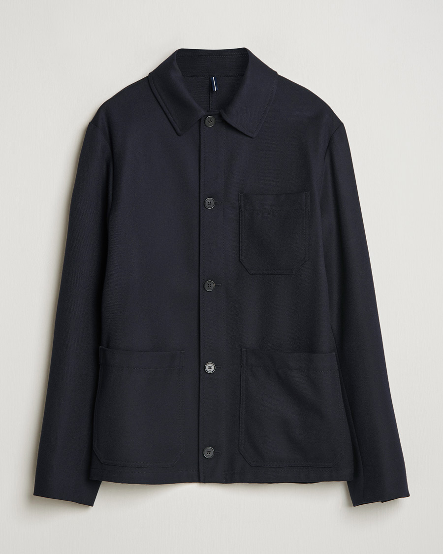 Men | Coats & Jackets | Incotex | Wool Cover Shirt Jacket Navy