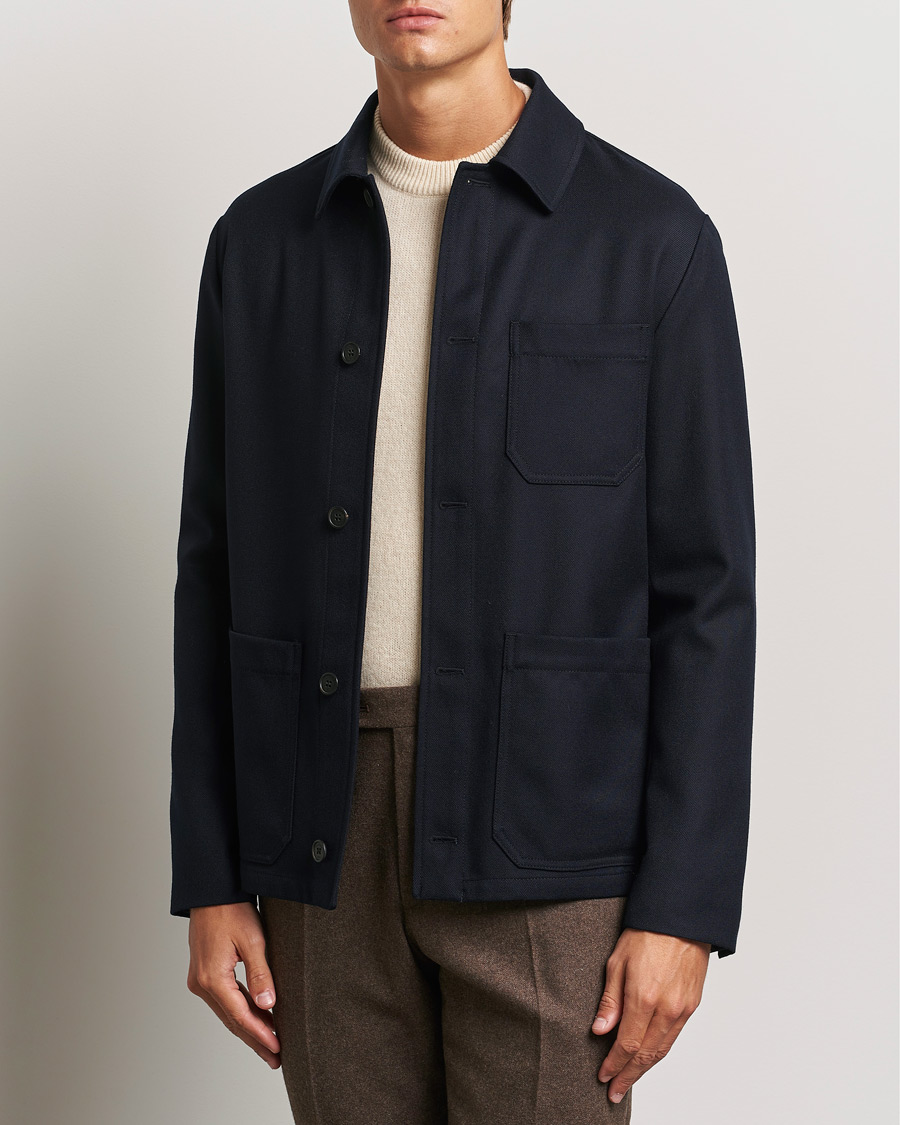 Men | Coats & Jackets | Incotex | Wool Cover Shirt Jacket Navy