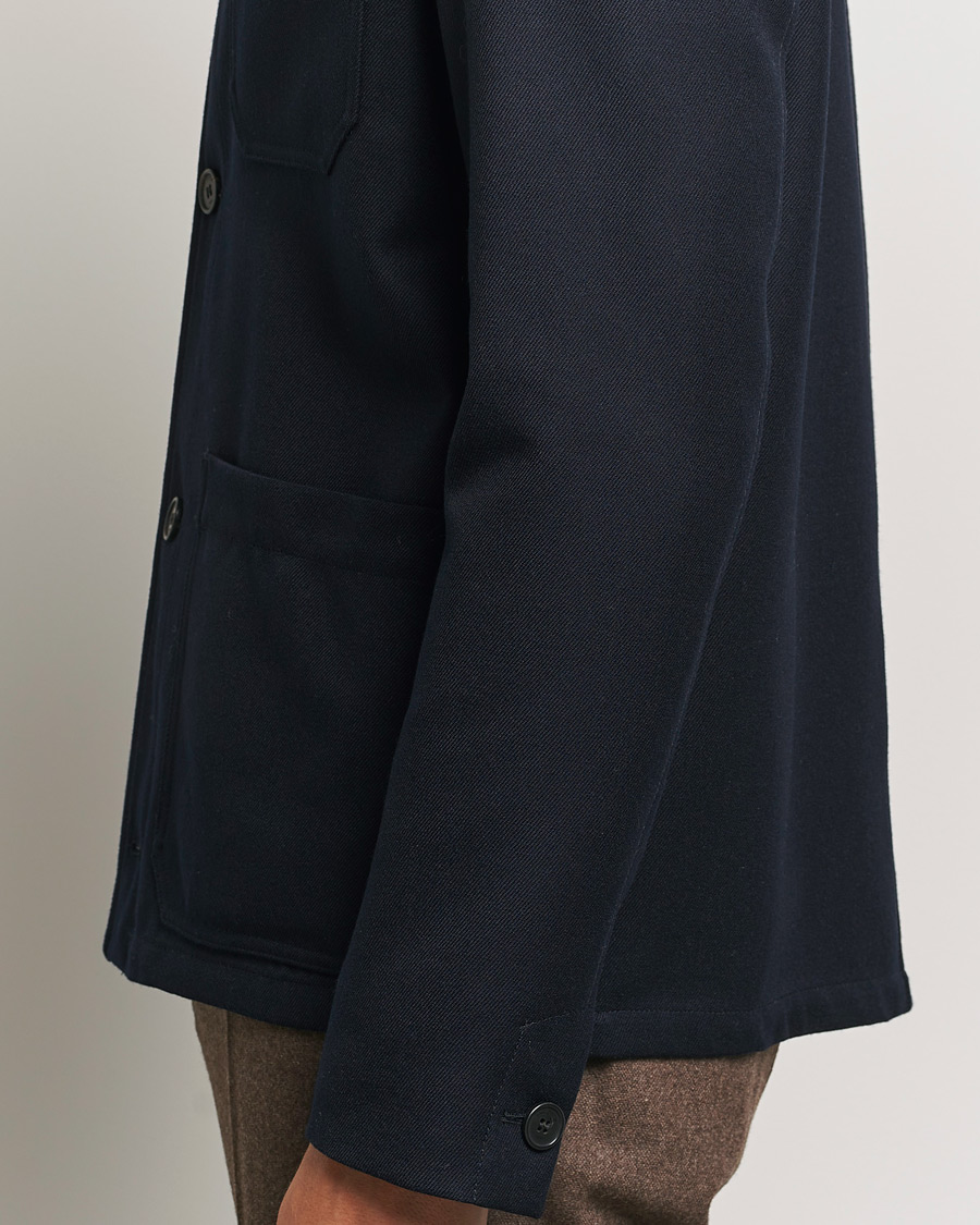 Men | Coats & Jackets | Incotex | Wool Cover Shirt Jacket Navy