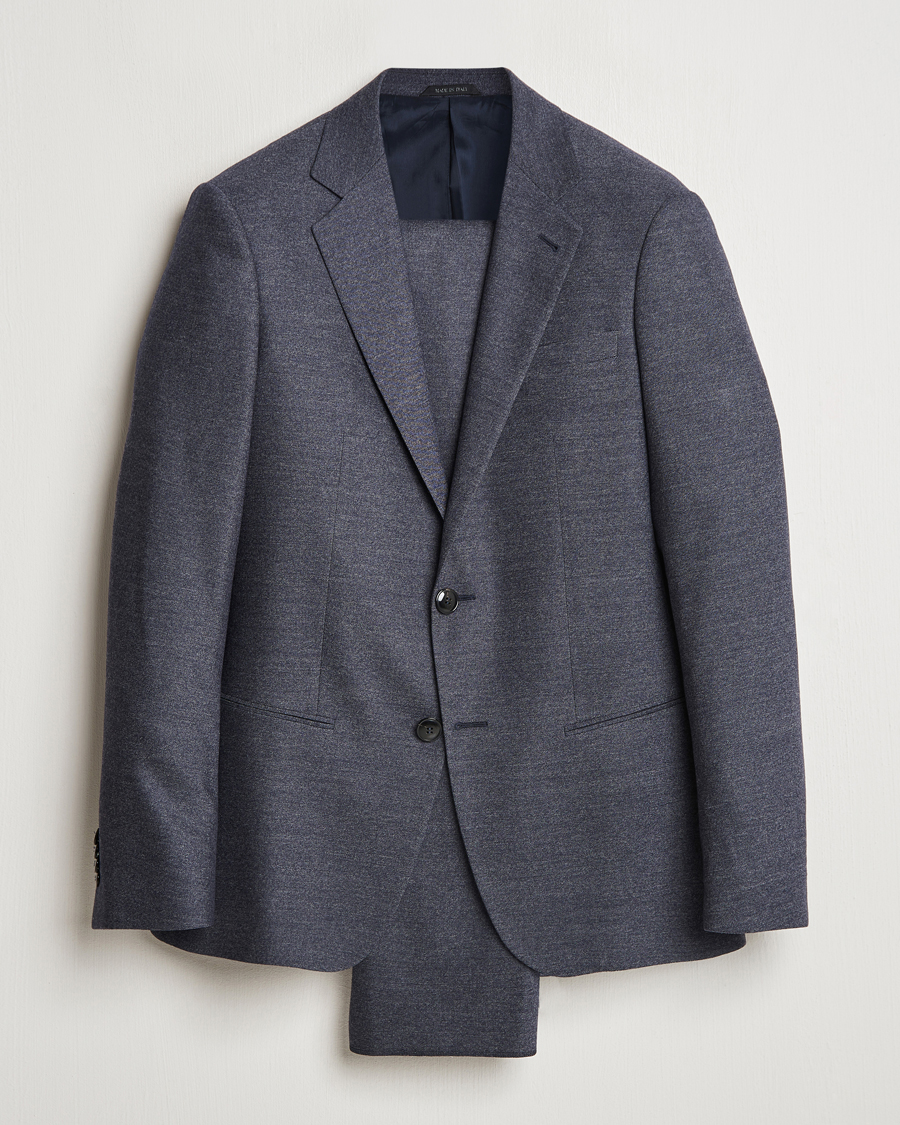 Men | Giorgio Armani Soho Wool/Cashmere Flannel Suit Navy Melange | Giorgio Armani | Soho Wool/Cashmere Flannel Suit Navy Melange