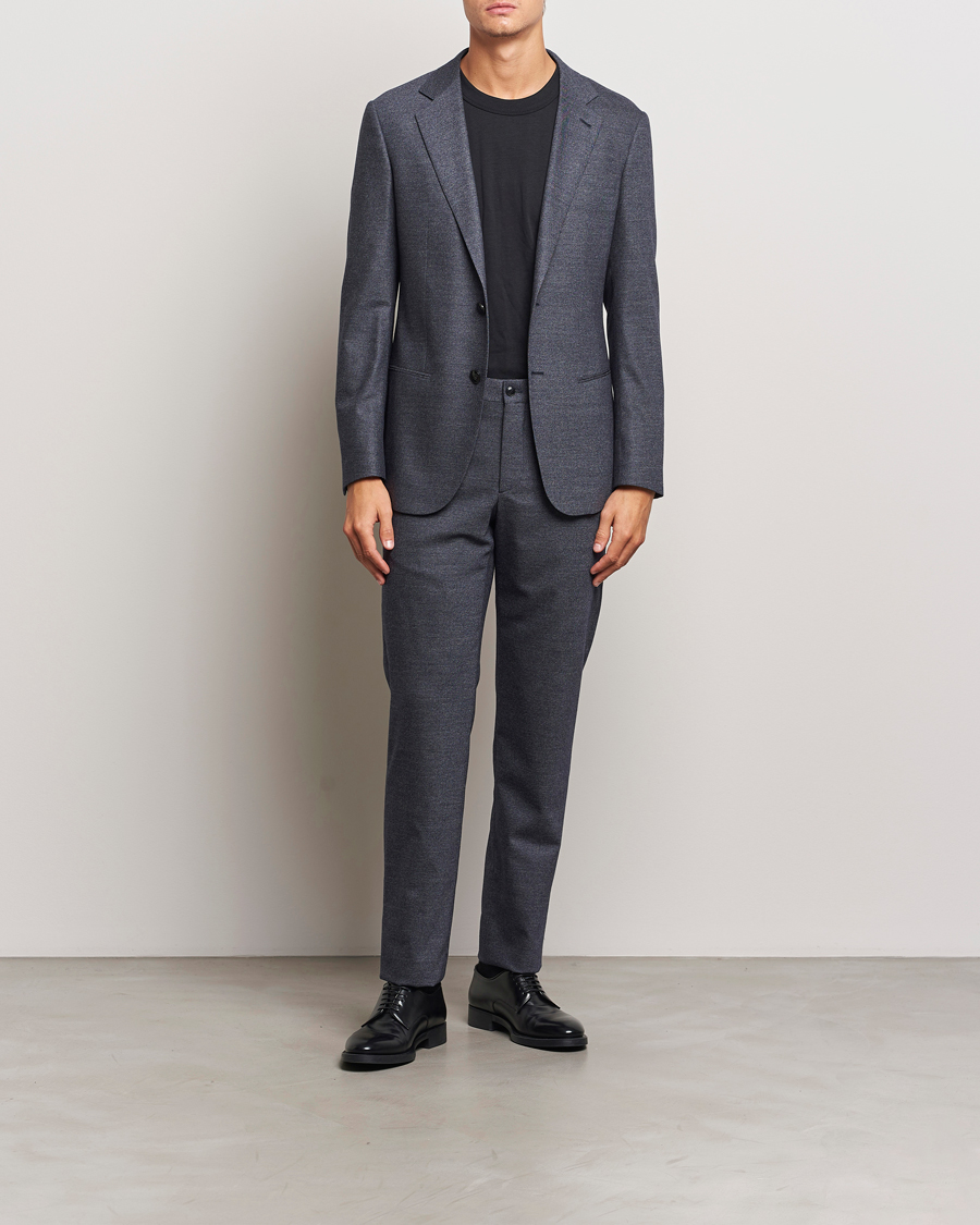 Men | Giorgio Armani Soho Wool/Cashmere Flannel Suit Navy Melange | Giorgio Armani | Soho Wool/Cashmere Flannel Suit Navy Melange