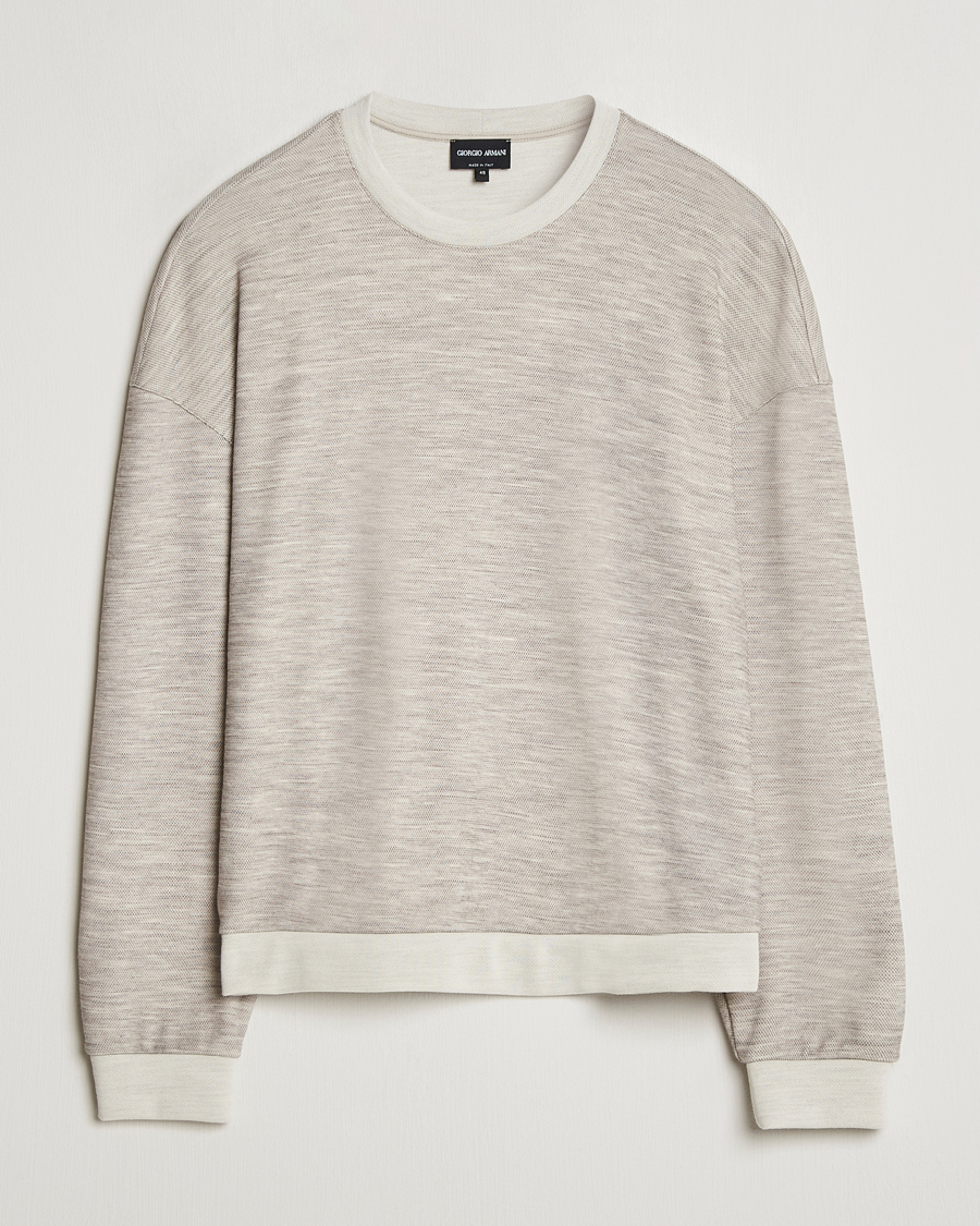 Men | Sweaters & Knitwear | Giorgio Armani | Light Wool Crew Neck Light Beige