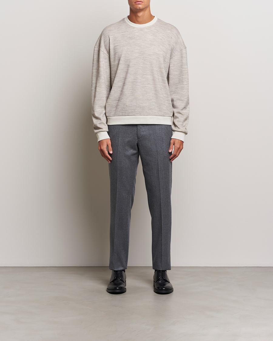 Men | Sweaters & Knitwear | Giorgio Armani | Light Wool Crew Neck Light Beige