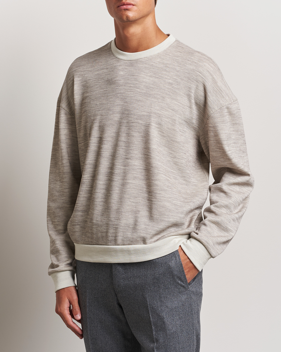 Men | Sweaters & Knitwear | Giorgio Armani | Light Wool Crew Neck Light Beige