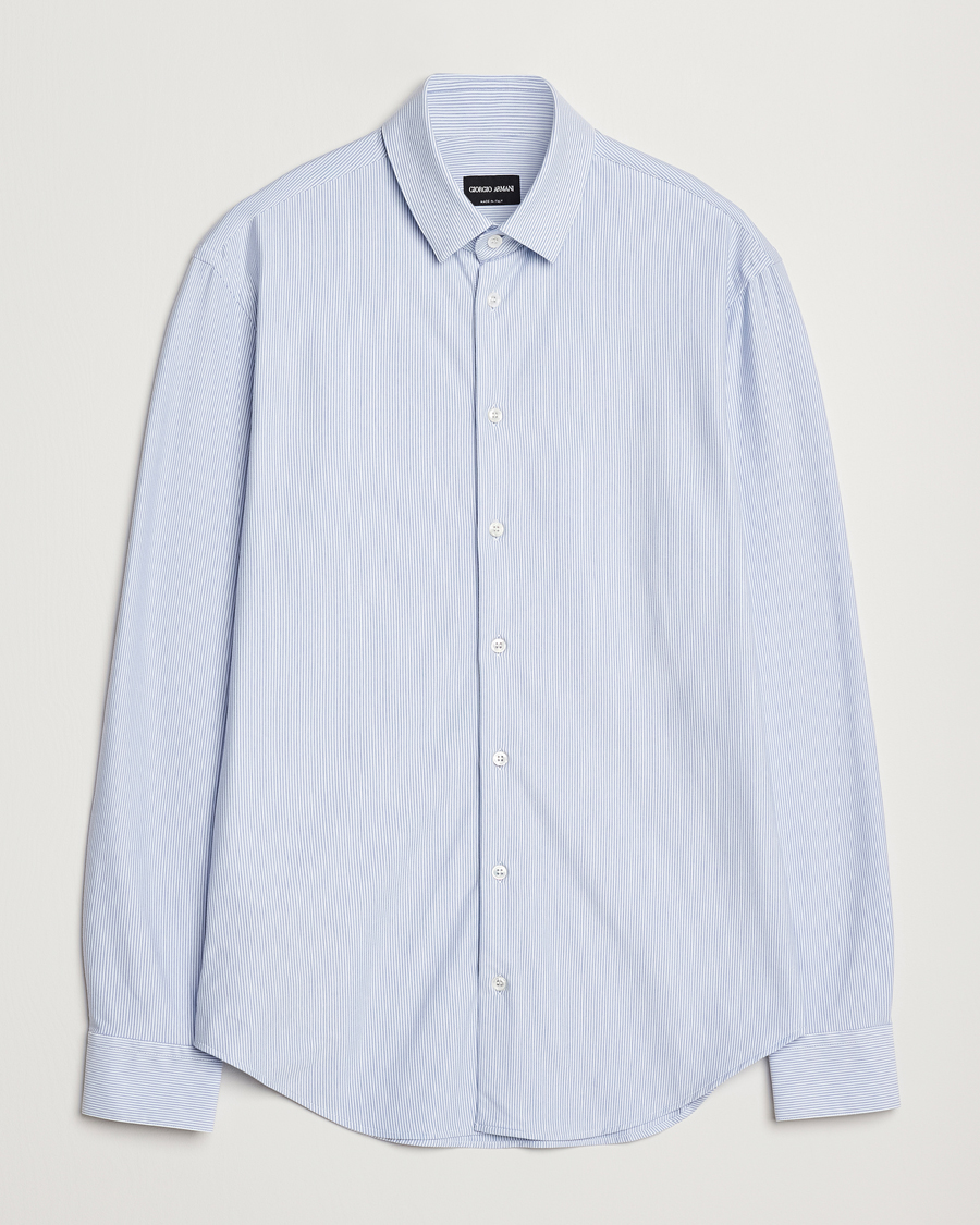 Men | Shirts | Giorgio Armani | Jersey Stretch Shirt Light Blue Stripe