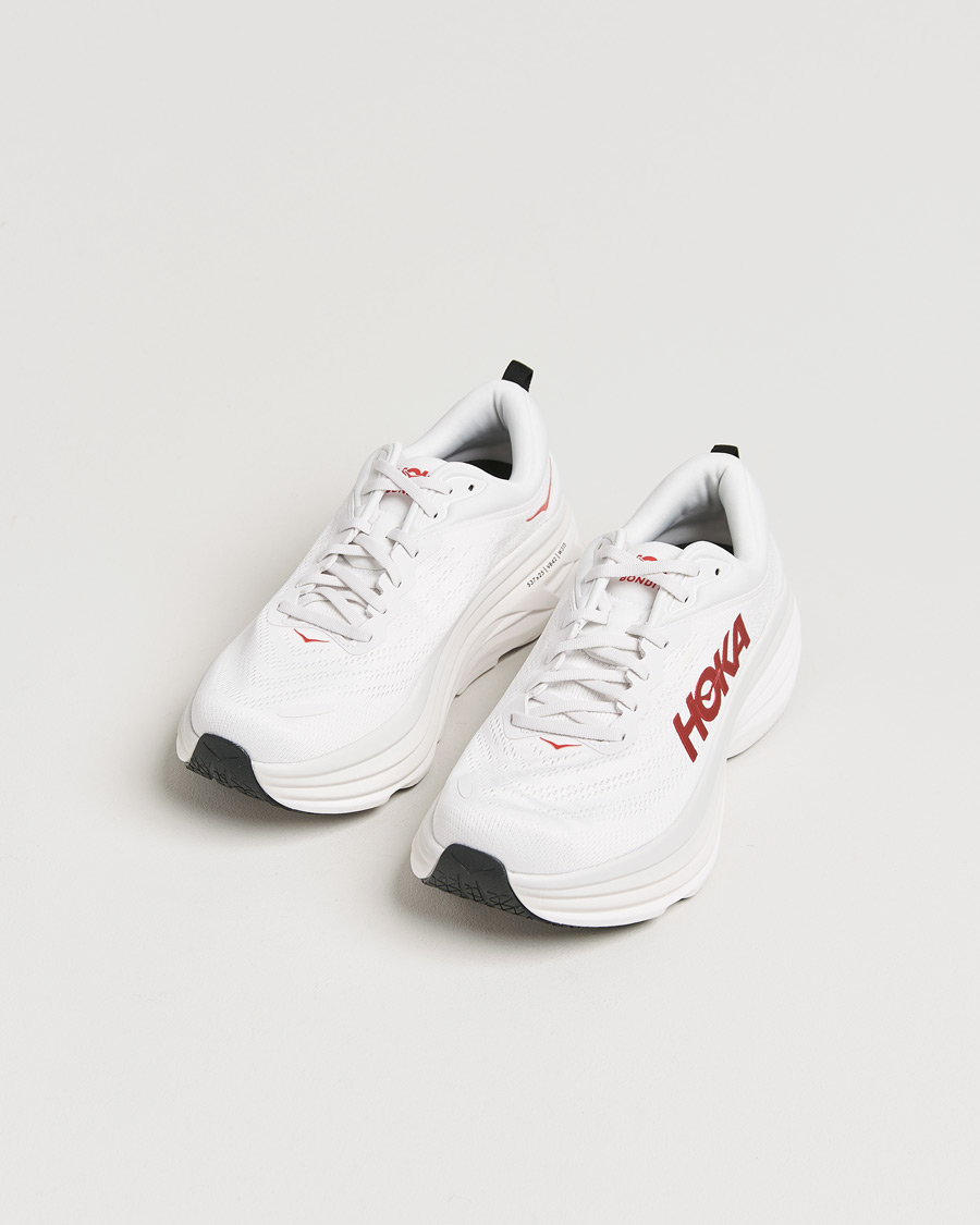 Men | Hoka Bondi 8 White/Vermillion | Hoka | Bondi 8 White/Vermillion