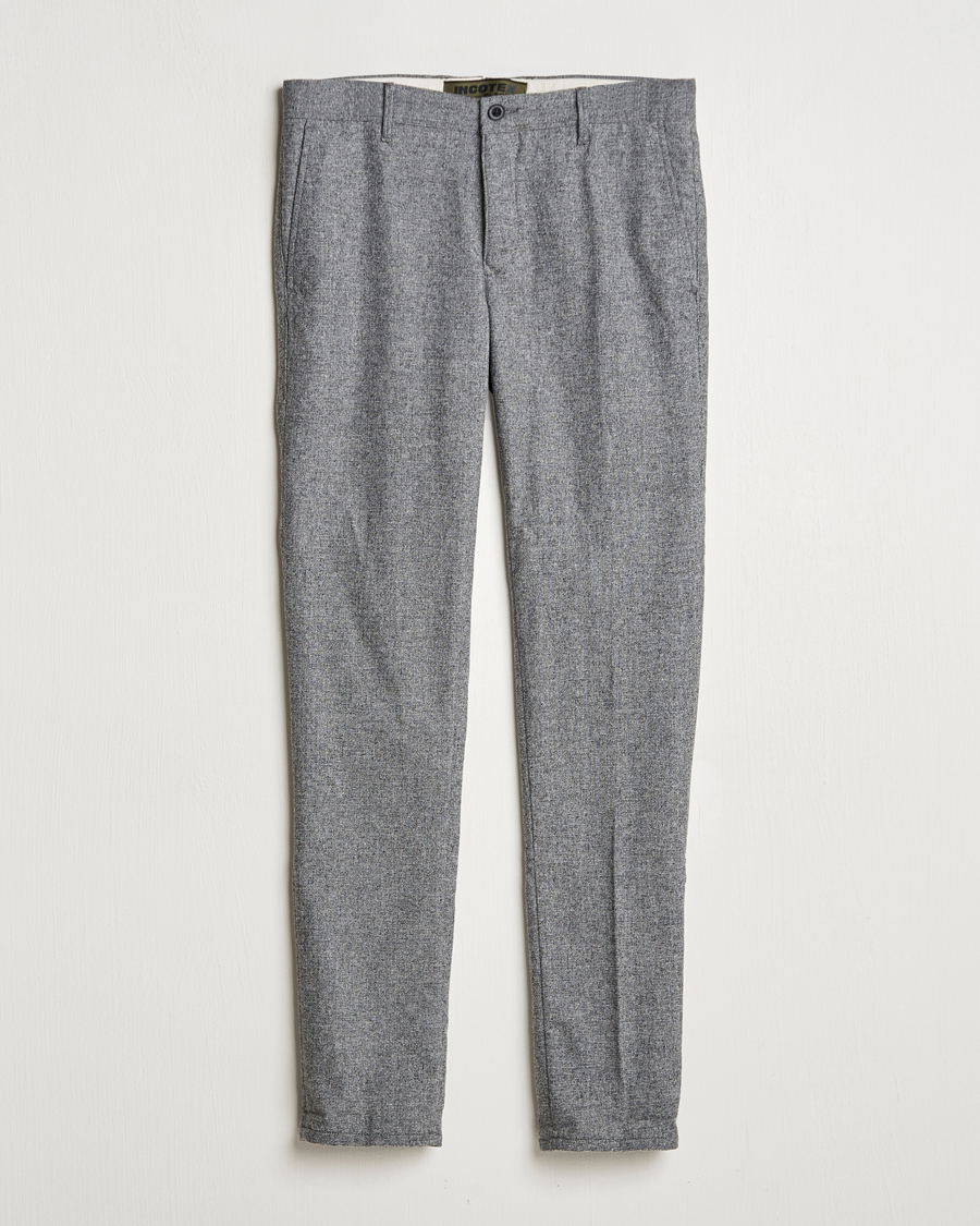Men | Trousers | Incotex | Slim Fit Washed Wool Stretch Slacks Light Grey