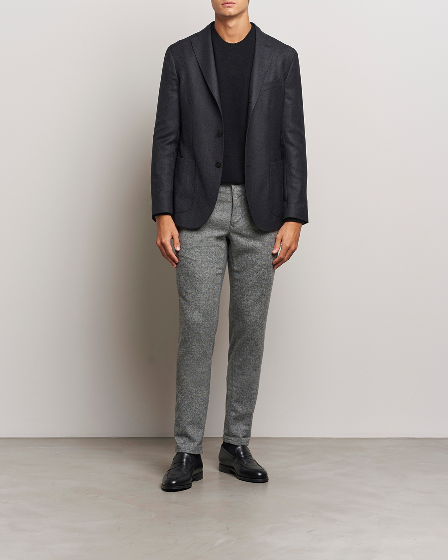 Men | Trousers | Incotex | Slim Fit Washed Wool Stretch Slacks Light Grey