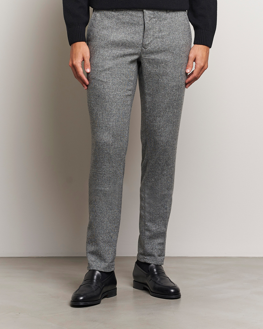 Men | Trousers | Incotex | Slim Fit Washed Wool Stretch Slacks Light Grey