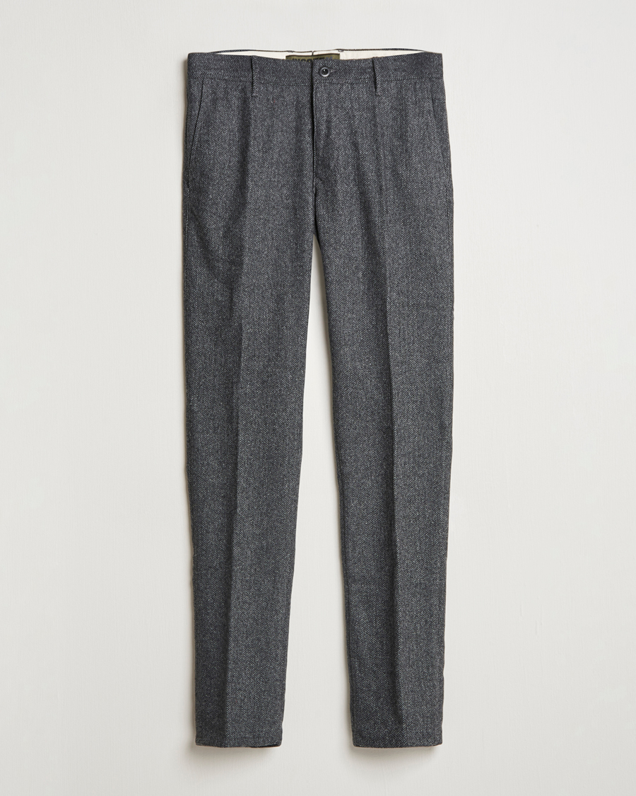 Men | Trousers | Incotex | Slim Fit Washed Wool Stretch Slacks Dark Grey