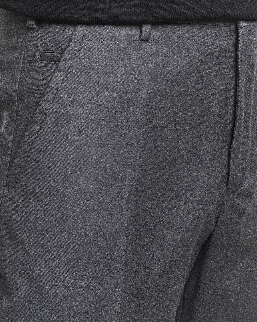 Men | Trousers | Incotex | Regular Fit Flannel Trousers Grey