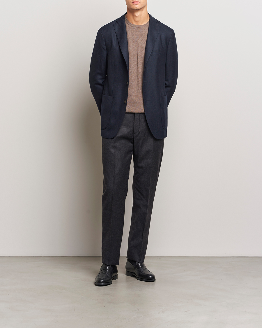Men | Trousers | Incotex | Regular Fit Flannel Trousers Charcoal