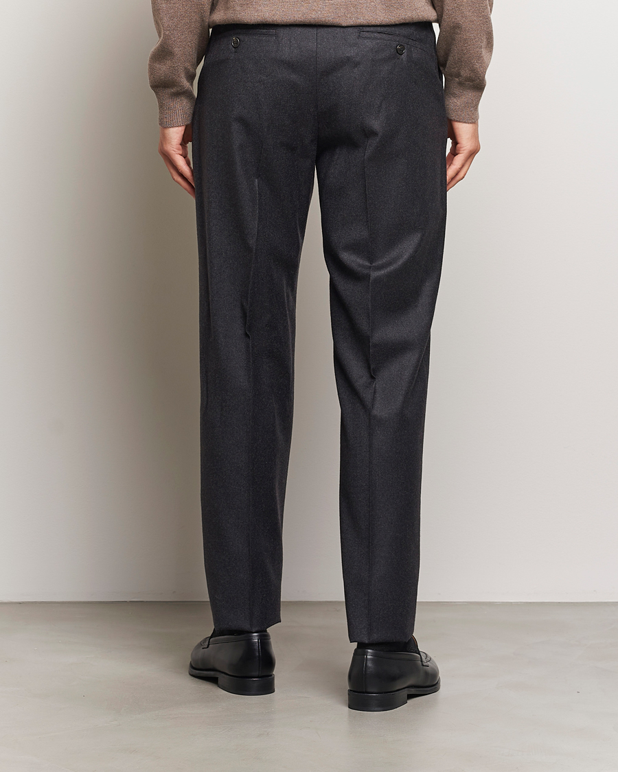 Men | Trousers | Incotex | Regular Fit Flannel Trousers Charcoal