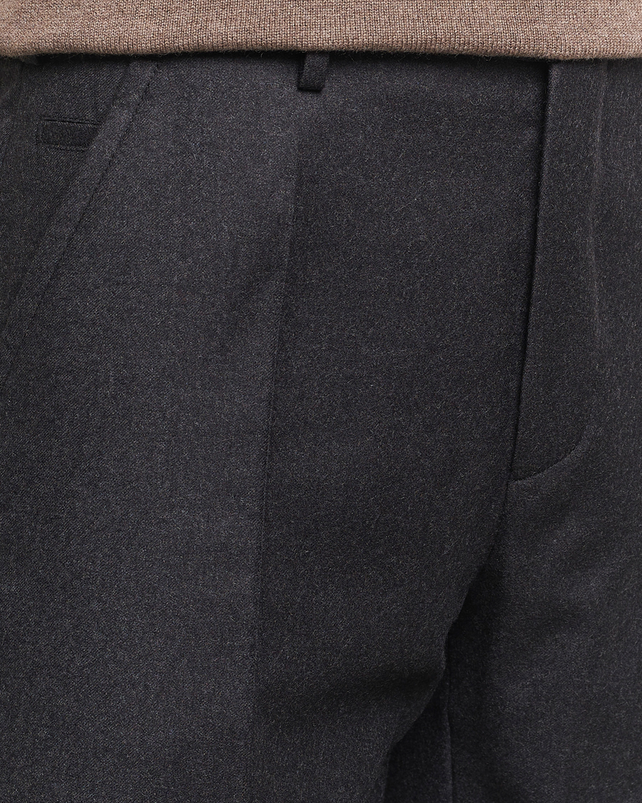 Men | Trousers | Incotex | Regular Fit Flannel Trousers Charcoal
