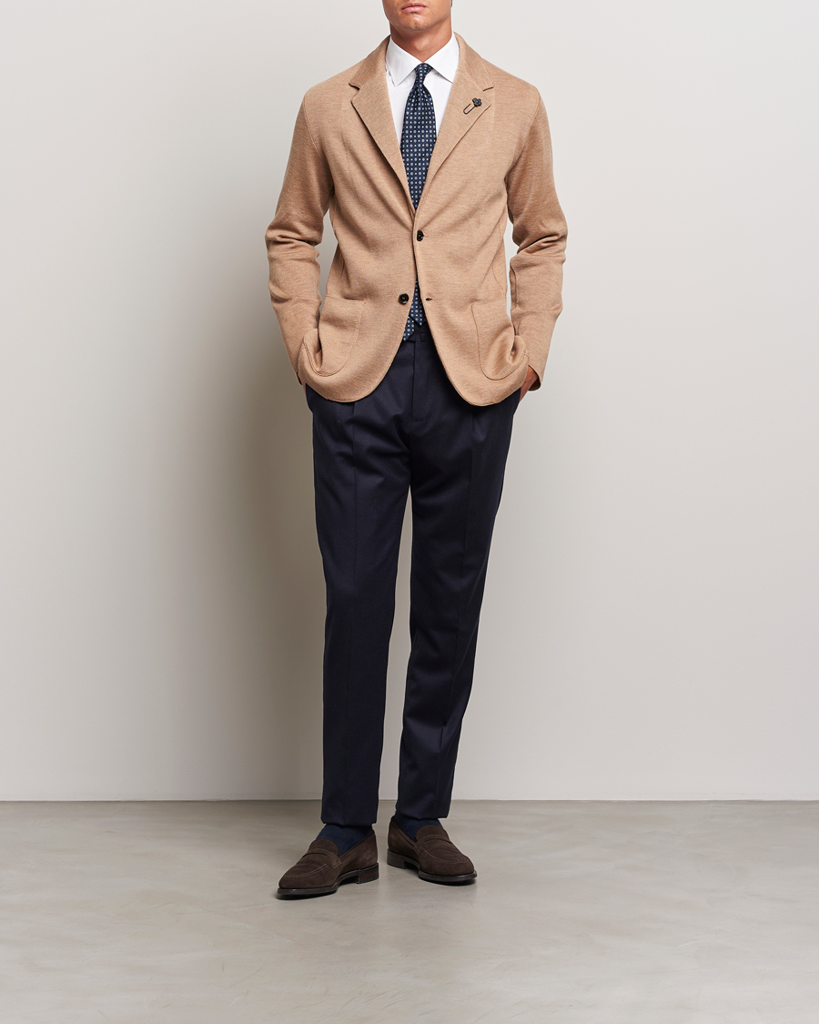 Men | Blazers | Lardini | Knitted Wool Blazer Beige