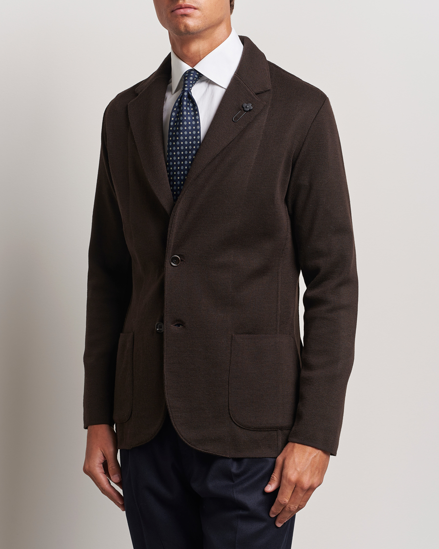 Men | Blazers | Lardini | Knitted Wool Blazer Brown