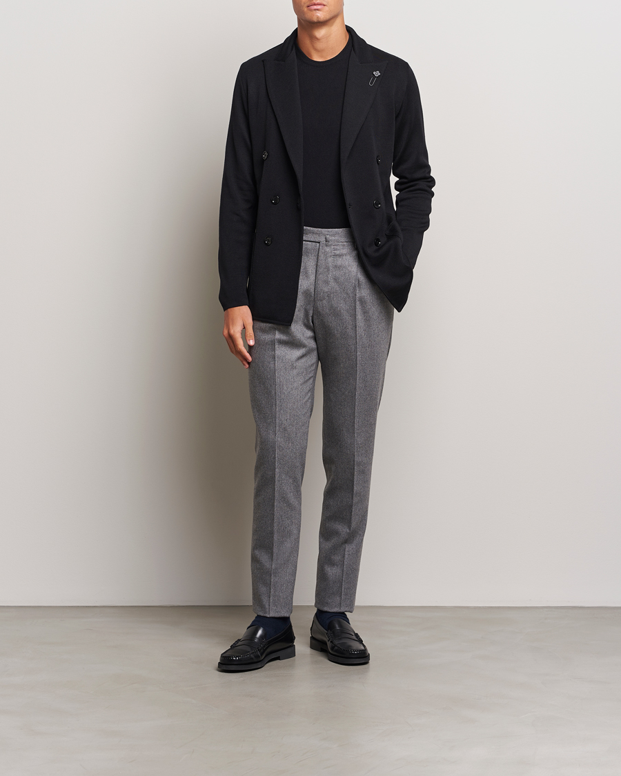 Men | Blazers | Lardini | Knitted Double Breasted Wool Blazer Black