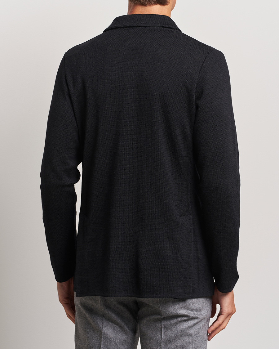 Men | Blazers | Lardini | Knitted Double Breasted Wool Blazer Black