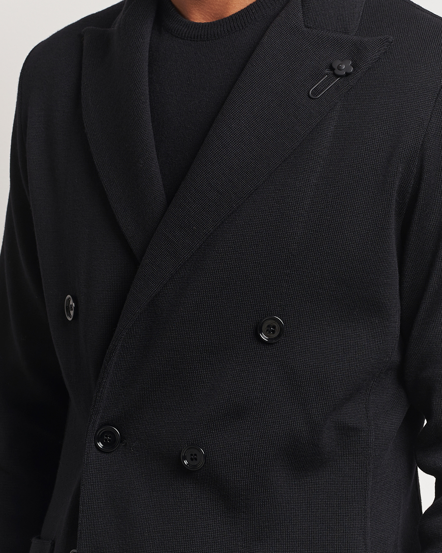 Men | Blazers | Lardini | Knitted Double Breasted Wool Blazer Black
