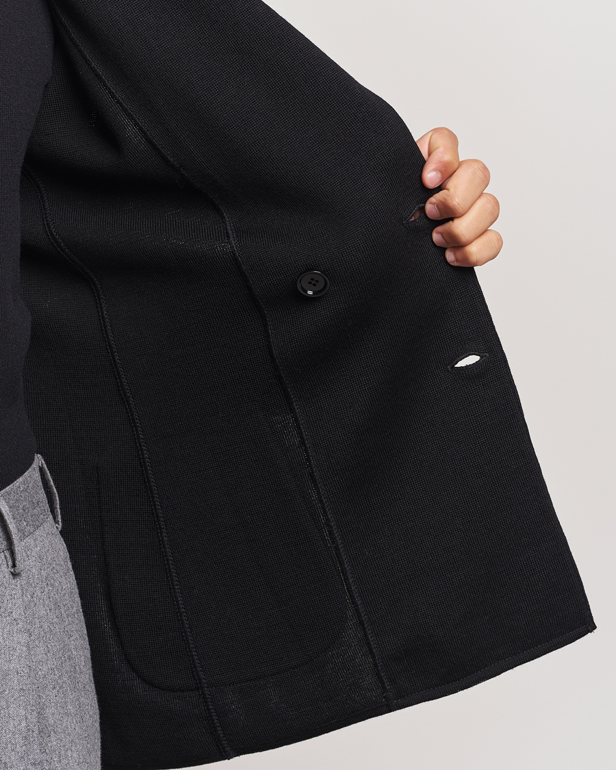 Men | Blazers | Lardini | Knitted Double Breasted Wool Blazer Black