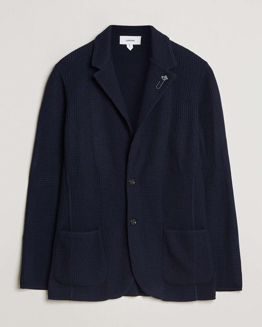 Men | Blazers | Lardini | Knitted Structure Wool Blazer Navy