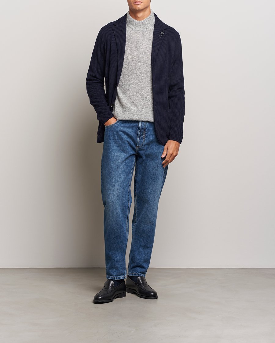 Men | Blazers | Lardini | Knitted Structure Wool Blazer Navy