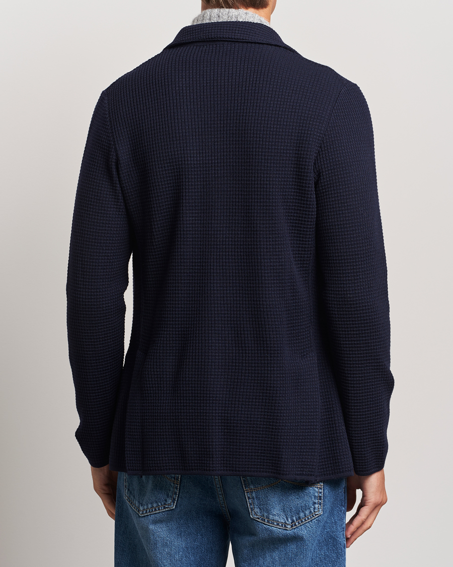 Men | Blazers | Lardini | Knitted Structure Wool Blazer Navy