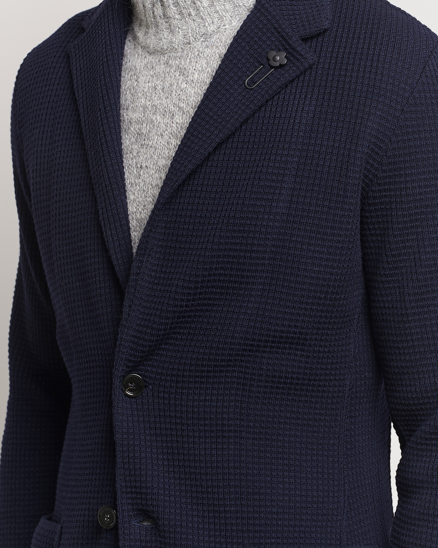 Men | Blazers | Lardini | Knitted Structure Wool Blazer Navy