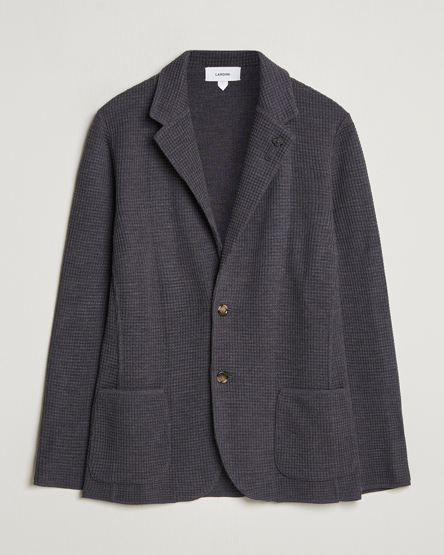 Men | Blazers | Lardini | Knitted Structure Wool Blazer Dark Grey