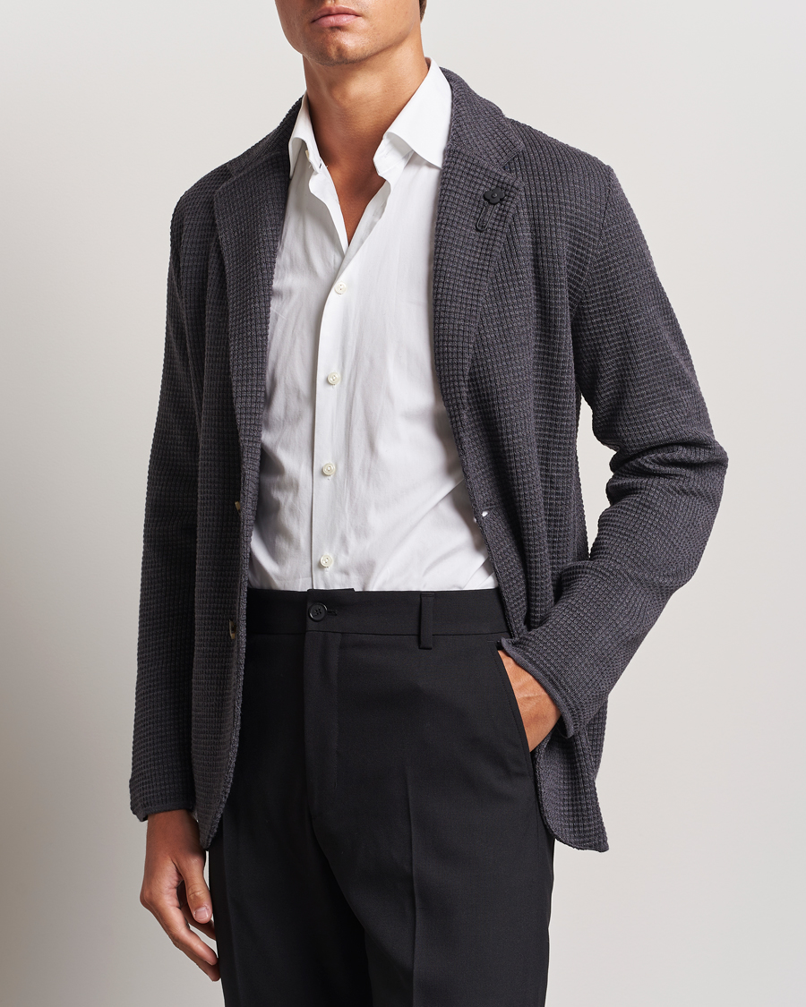 Men | Blazers | Lardini | Knitted Structure Wool Blazer Dark Grey