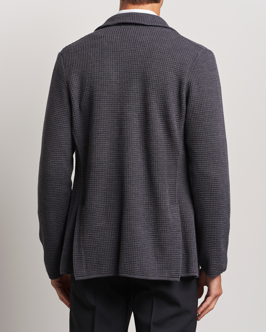 Men | Blazers | Lardini | Knitted Structure Wool Blazer Dark Grey