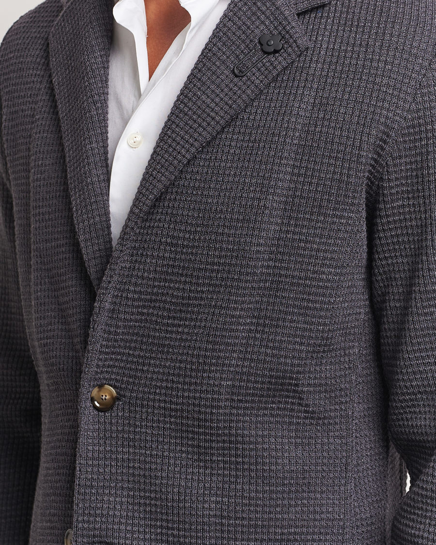 Men | Blazers | Lardini | Knitted Structure Wool Blazer Dark Grey