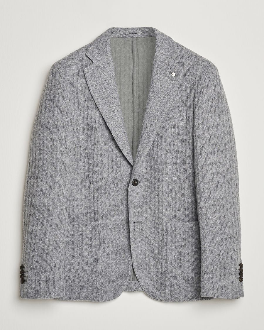 Men | Blazers | L.B.M. 1911 | Knitted Punto Wool Structure Blazer Grey