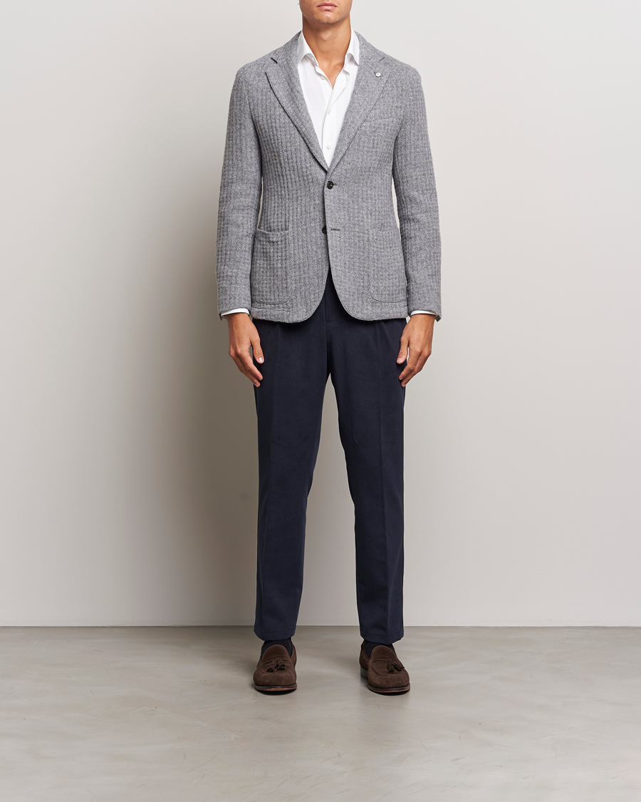 Men | Blazers | L.B.M. 1911 | Knitted Punto Wool Structure Blazer Grey
