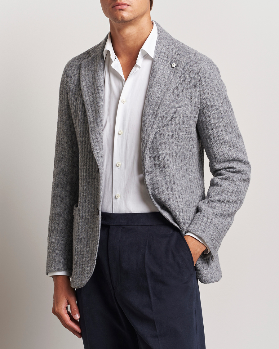 Men | Blazers | L.B.M. 1911 | Knitted Punto Wool Structure Blazer Grey