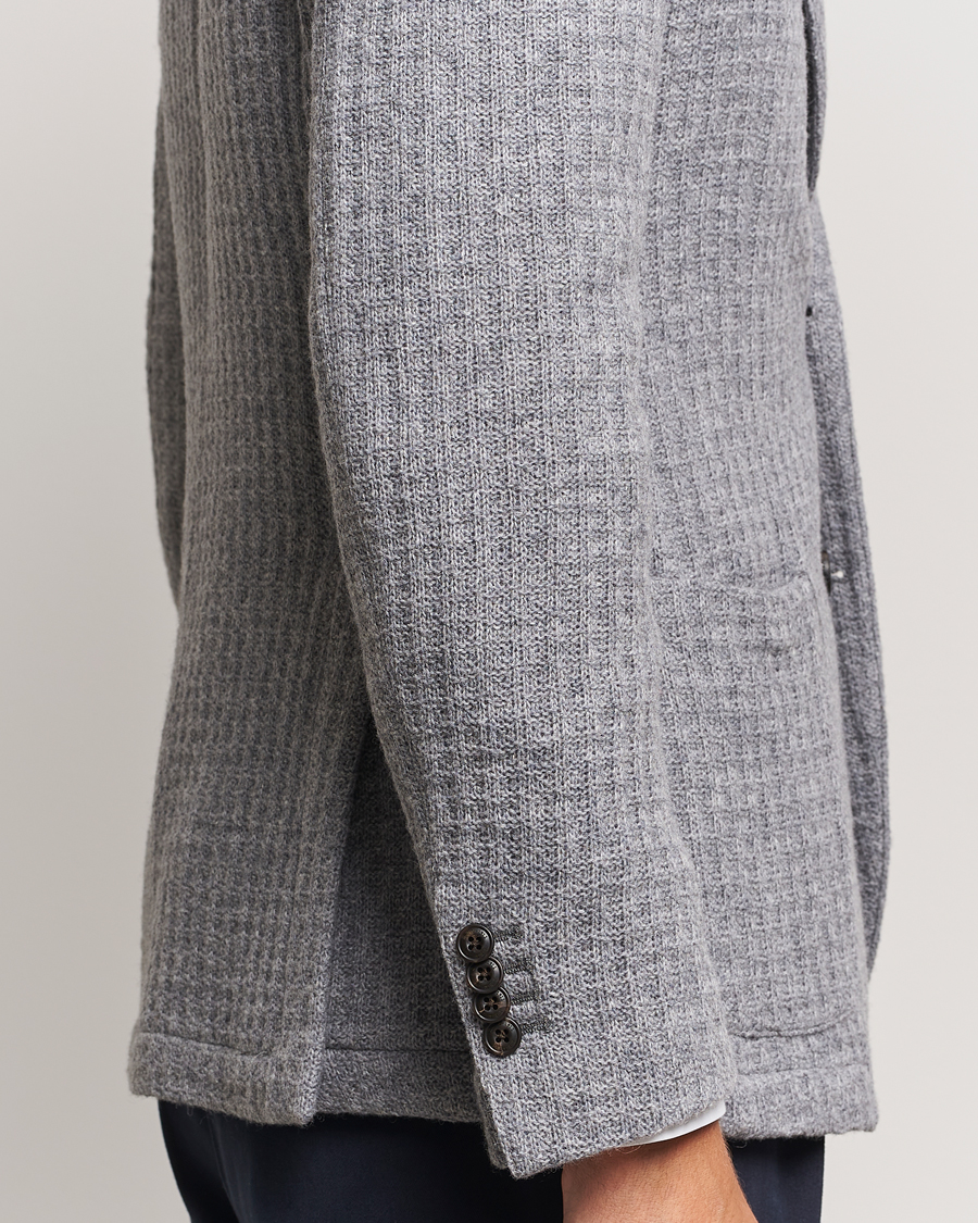 Men | Blazers | L.B.M. 1911 | Knitted Punto Wool Structure Blazer Grey