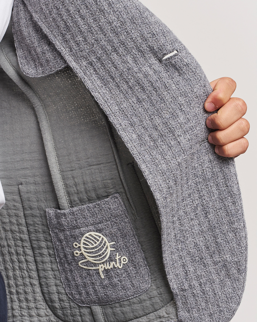 Men | Blazers | L.B.M. 1911 | Knitted Punto Wool Structure Blazer Grey