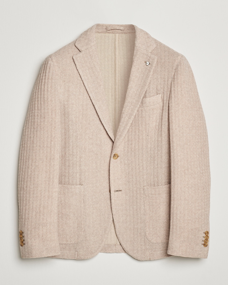 Men | Blazers | L.B.M. 1911 | Knitted Punto Wool Structure Blazer Camel