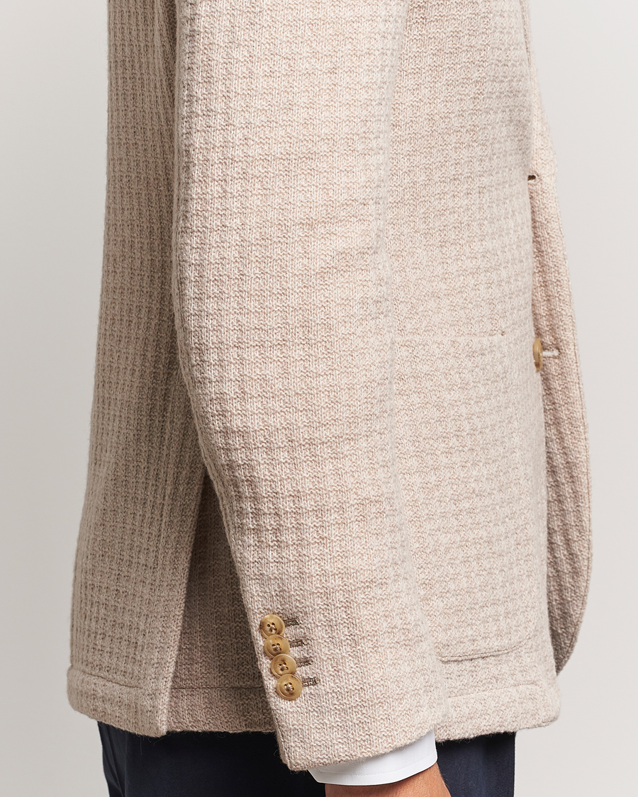 Men | Blazers | L.B.M. 1911 | Knitted Punto Wool Structure Blazer Camel