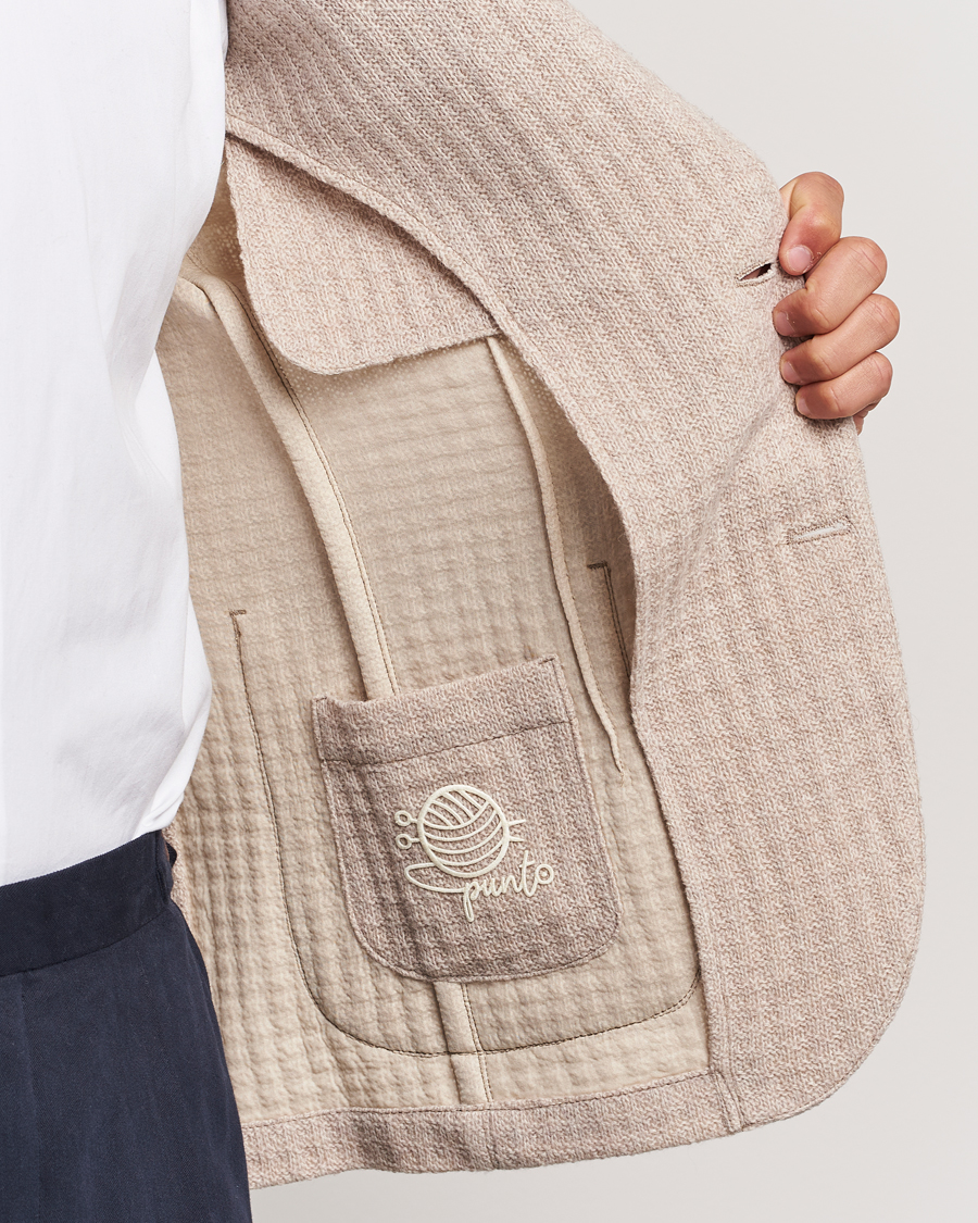Men | Blazers | L.B.M. 1911 | Knitted Punto Wool Structure Blazer Camel