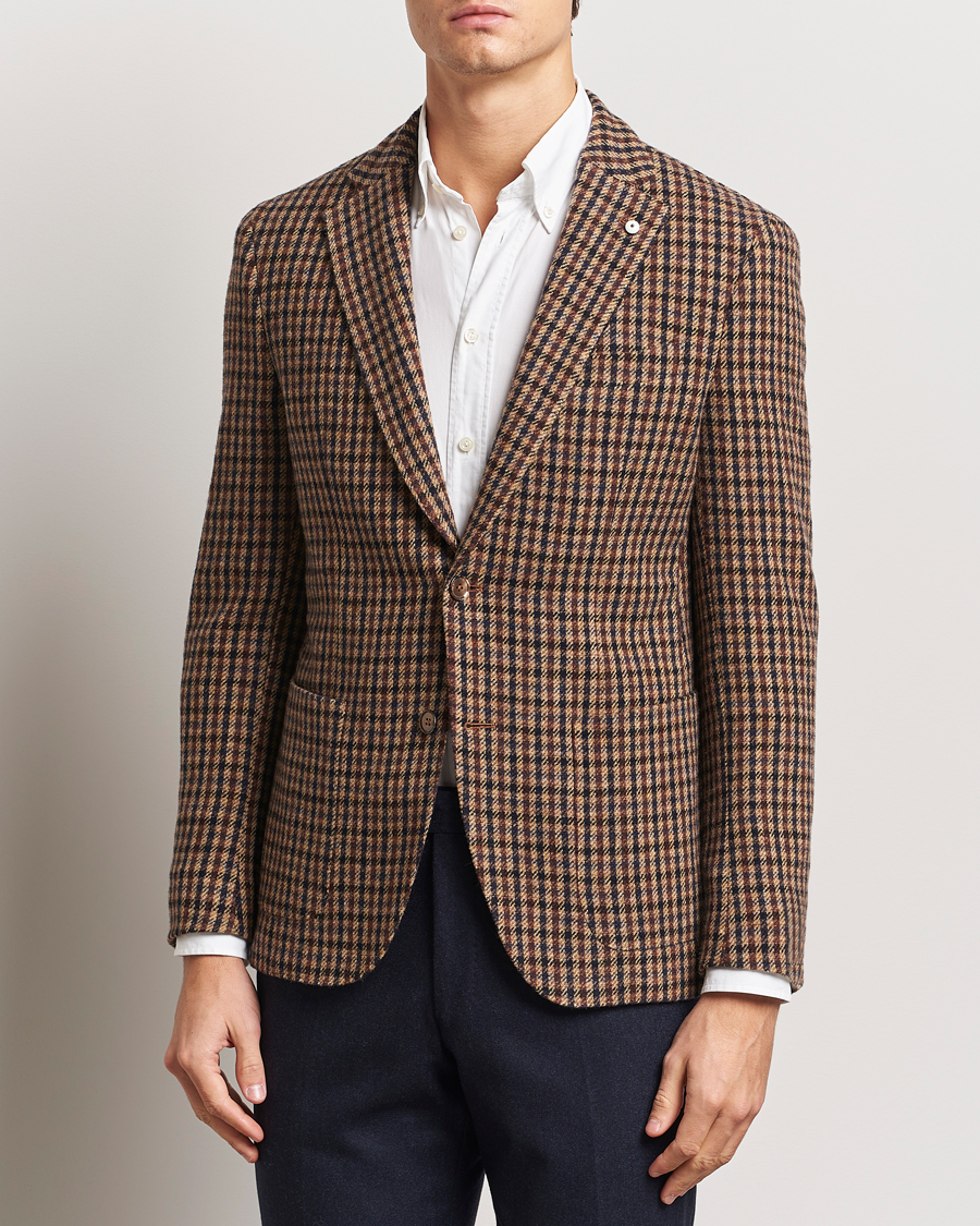 Men | Blazers | L.B.M. 1911 | Jack Regular Small Check Wool Blazer Brown
